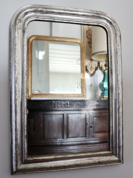 Late 19th century etched silver leaf frame French mirror