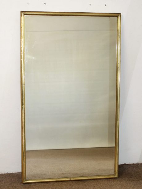 French Late 19th century Lemon gilt Bistro mirror