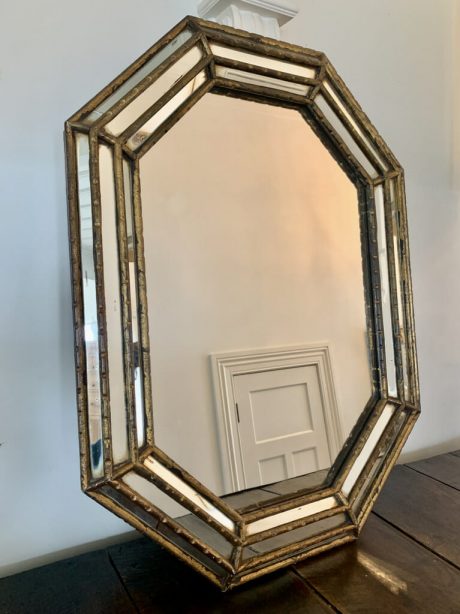 Hollywood Regency Octagonal faux bamboo mirror