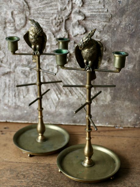 Pair of 19th century gilt bronze jewellery candlesticks