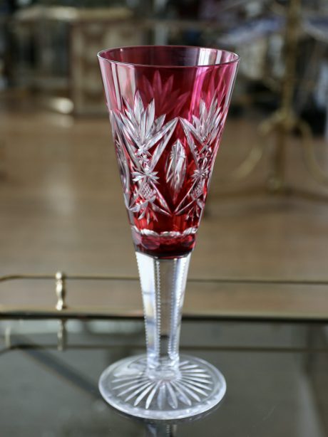 A trio of Val St Lambert coloured crystal wedding glasses