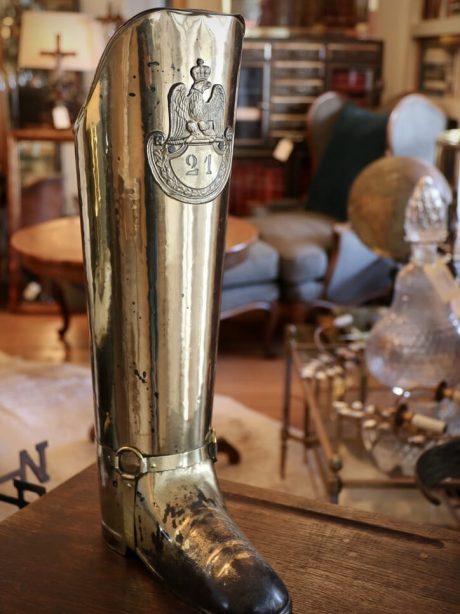 Hand hammered Belgian Brass foot umbrella stand c.1930