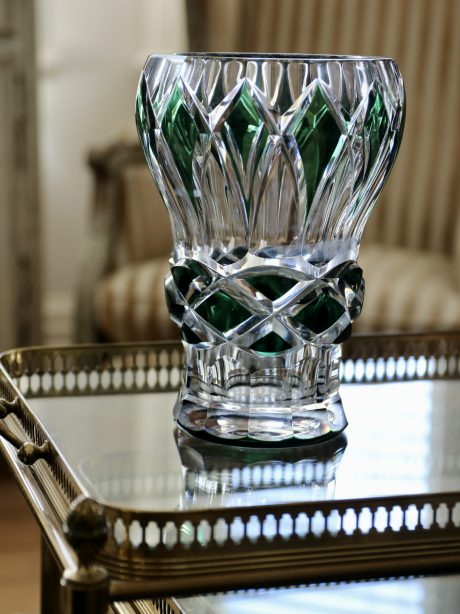 Val St Lambert Emerald Green crystal vase