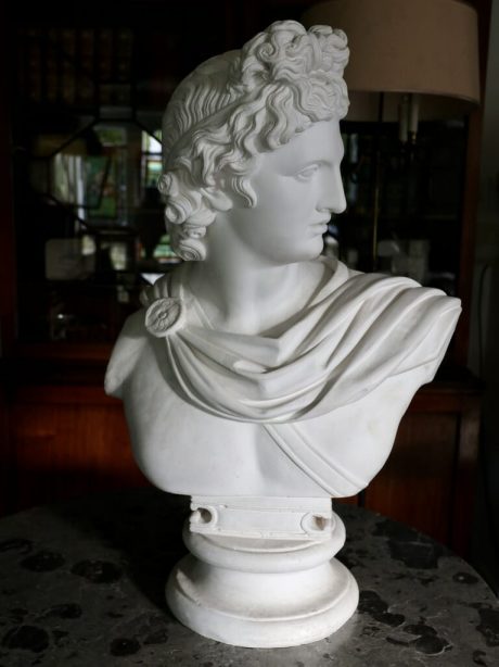 Large English Plaster bust of Apollo