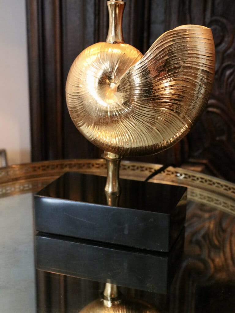 Vintage Brass Nautilus shell table lamp c.1970 – European Antiques