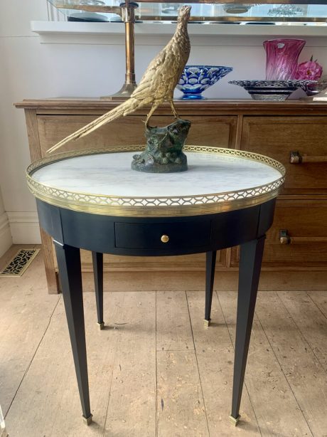An ebonised mahogany side table with marble top c.1920