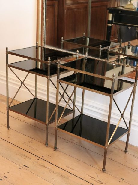 Pair of French brass end sofa tables c.1960