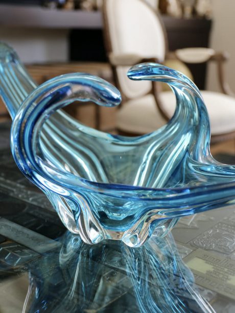 A pair of electric blue Murano centrepieces c.1960