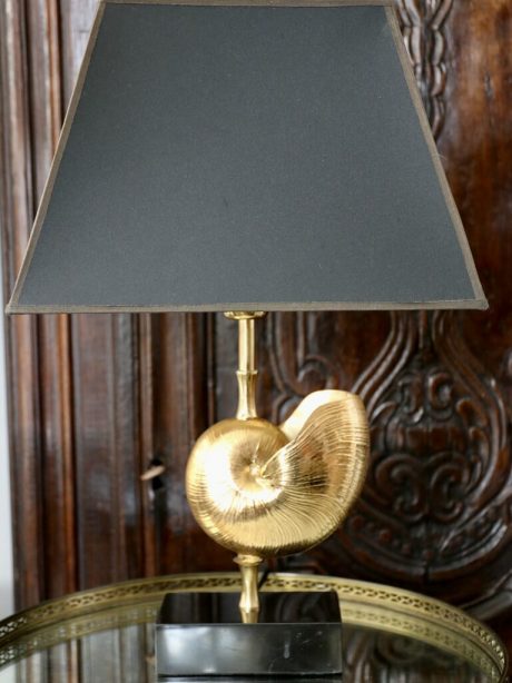 Vintage Brass Nautilus shell table lamp c.1970