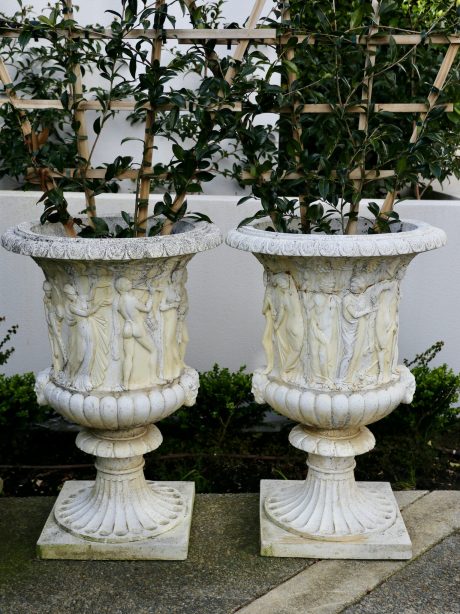 Large Pair of classical marble de latte Medici urns