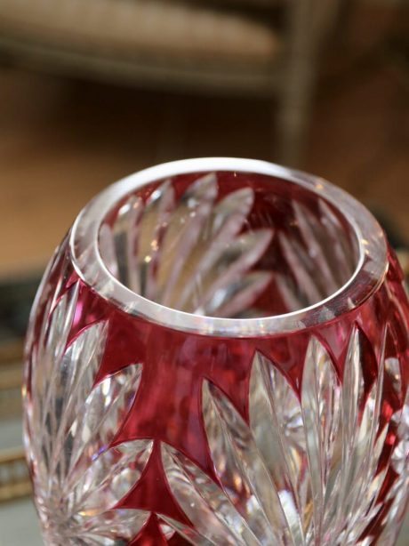 Val St Lambert cranberry crystal vase