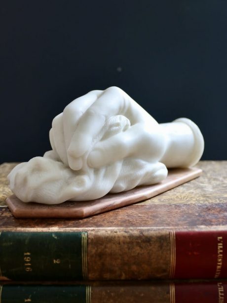 Antique French marble hand study signed Delcroix