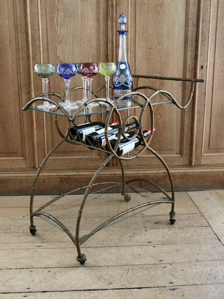 Hollywood Regency Faux bamboo drinks trolley c.1950