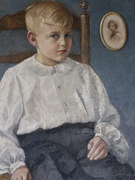 Oil on Canvas Portrait of a Young Boy by Mecislas De Rakowski