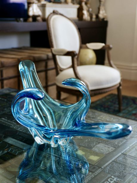 A pair of electric blue Murano centrepieces c.1960
