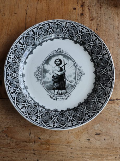 Set of Earthenware Belgian religious ceramic plates