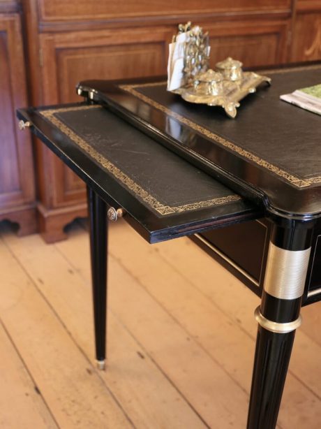 Ebonised mid century Louis XVI style mahogany desk