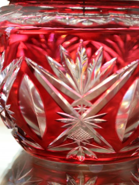 Val St Lambert cranberry crystal Pique Fleurs vase c.1930