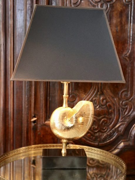 Vintage Brass Nautilus shell table lamp c.1970