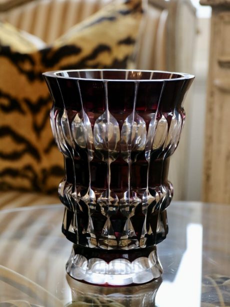 A Val St Lambert prune crystal 'Aglae' vase c.1950