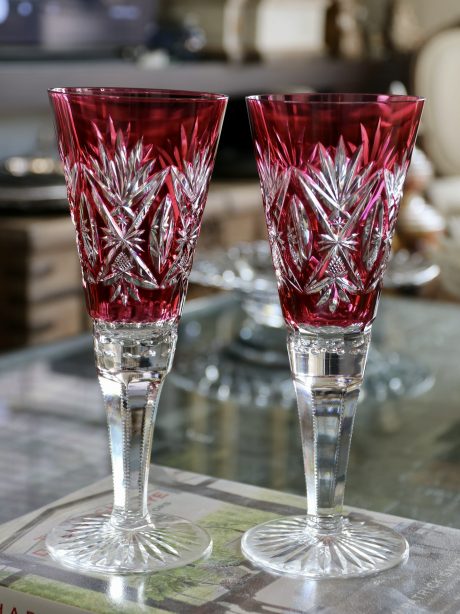 A pair of Val St Lambert crystal wedding glasses
