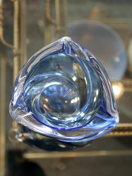 Val St Lambert cobalt blue crystal ashtray