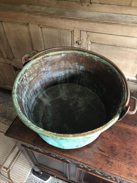 Large 19th century copper cauldron