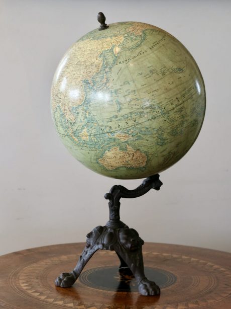 An Antique French Globe on a decorative cast iron foot c.1895-1905