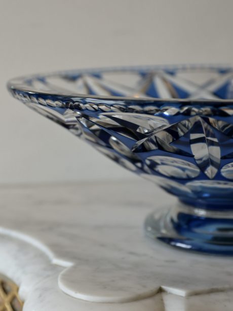 Val St Lambert cobalt blue crystal pedestal dish
