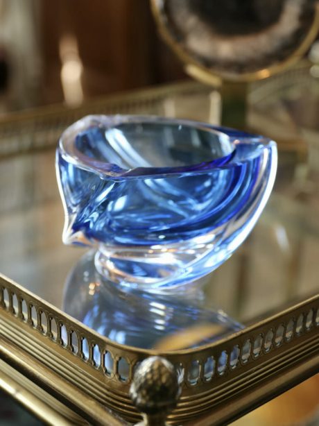 Val St Lambert cobalt blue crystal ashtray