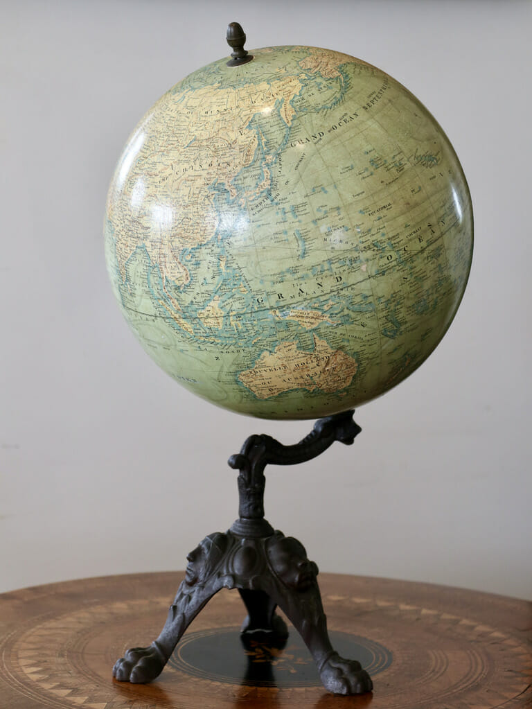 19th Century French Table Globe / Globe Terrestre by J. Forest / Paris