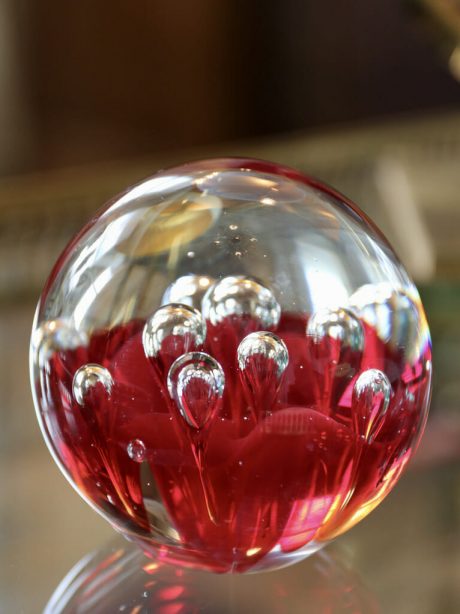 Trio of hand blown glass paperweights