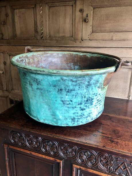 Large 19th century copper cauldron