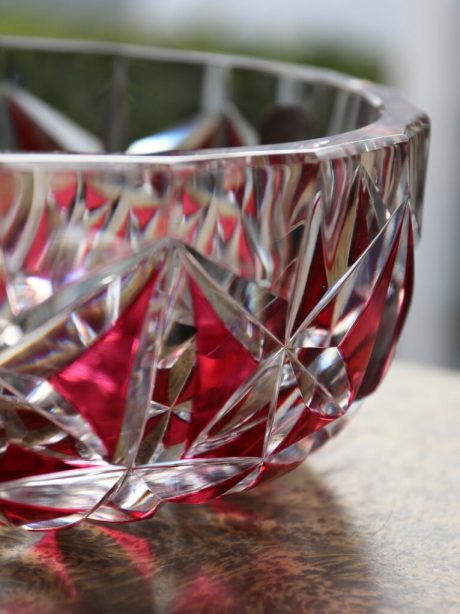A Val St Lambert cranberry crystal bowl
