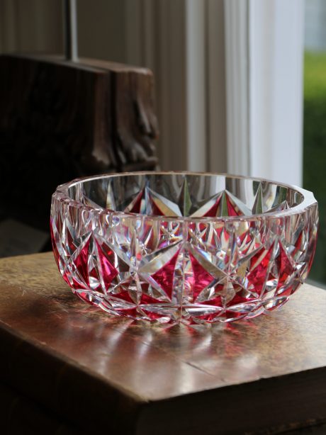 A Val St Lambert cranberry crystal bowl