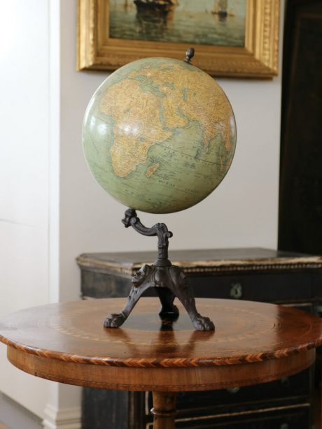 An Antique French Globe on a decorative cast iron foot c.1895-1905