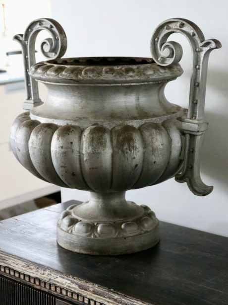 Antique French Empire style cast iron urn by Alfred Charleville c.1870