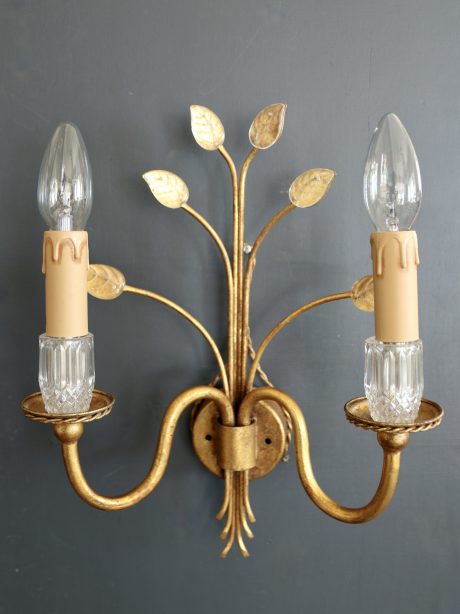 Pair of Banci Firenze Gilt and Glass wall sconces c.1970