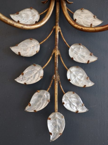 A pair of gilt metal and glass wall sconces c.1940's