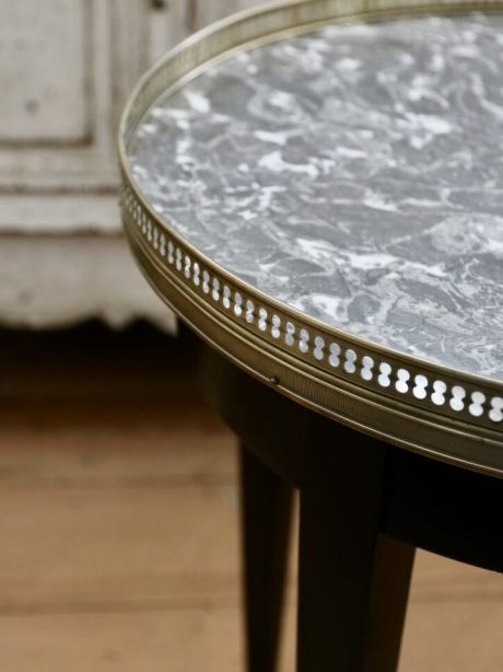 Ebonised mahogany, marble and brass side table