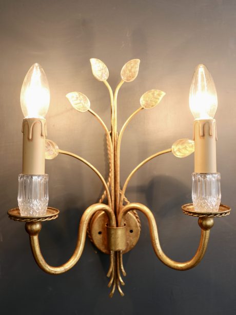 Pair of Banci Firenze Gilt and Glass wall sconces c.1970