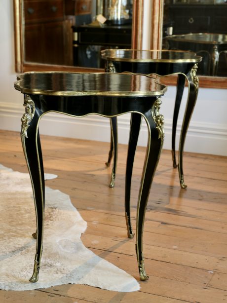 A pair of french ebonised side tables with bronze mounts c.1920