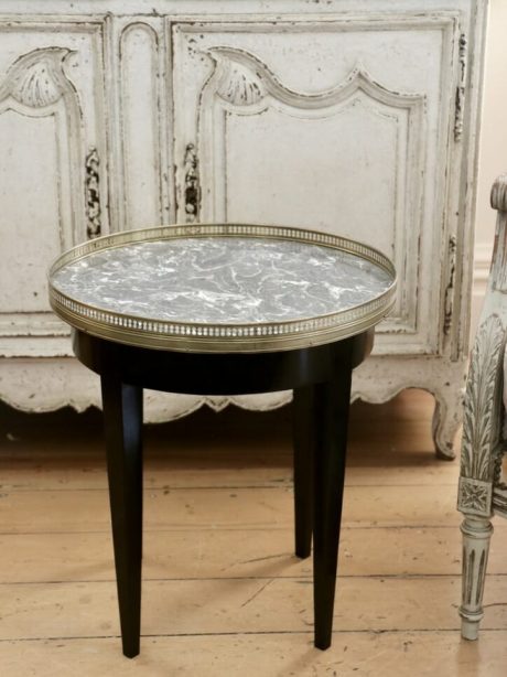 Ebonised mahogany, marble and brass side table