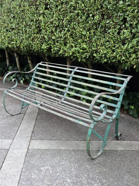 A Late Victorian strap work iron bench c.1890-1900