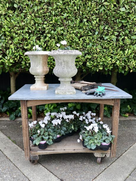 19th century zinc topped floristry table