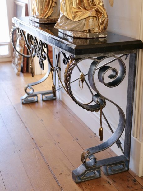 Vintage Gilbert Poillerat style wrought iron console table