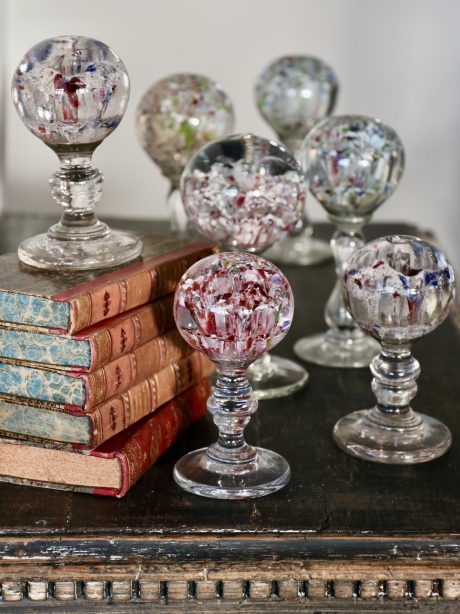 Collection of antique Val St Lambert footed paperweights