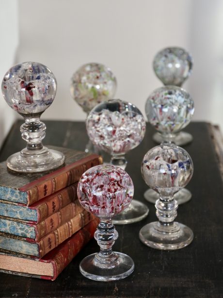 Collection of antique Val St Lambert footed paperweights