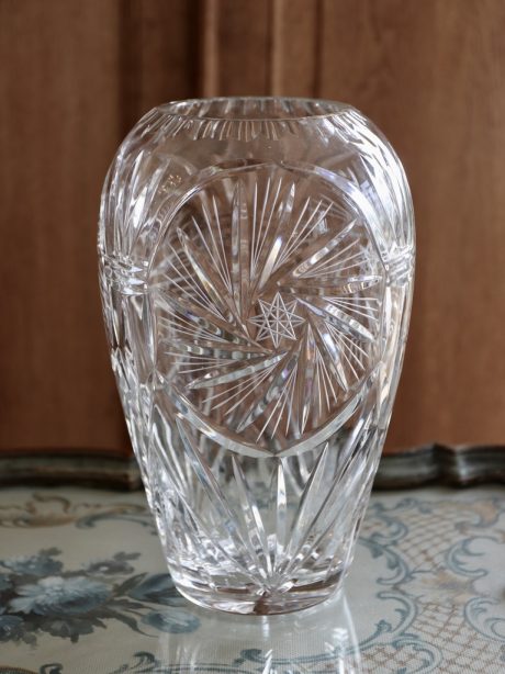Quality hand cut Bohemian crystal vase