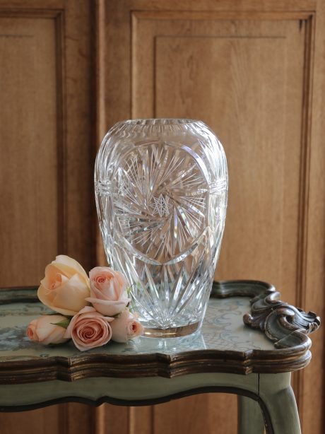 Quality hand cut Bohemian crystal vase